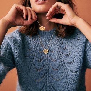Sézane Paulin pullover fancy knit sweater blue M